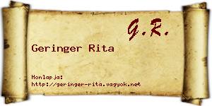 Geringer Rita névjegykártya